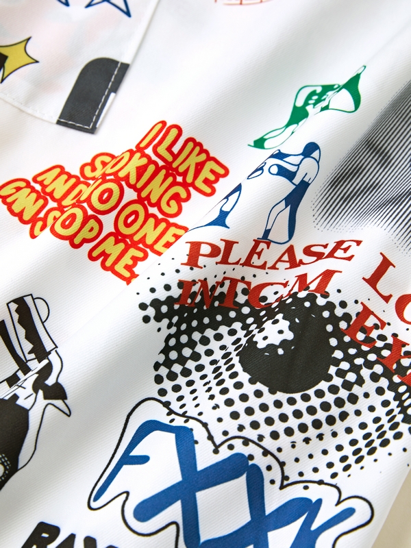 Pantalones de pierna ancha con estampado de grafiti interesante para hombre-2