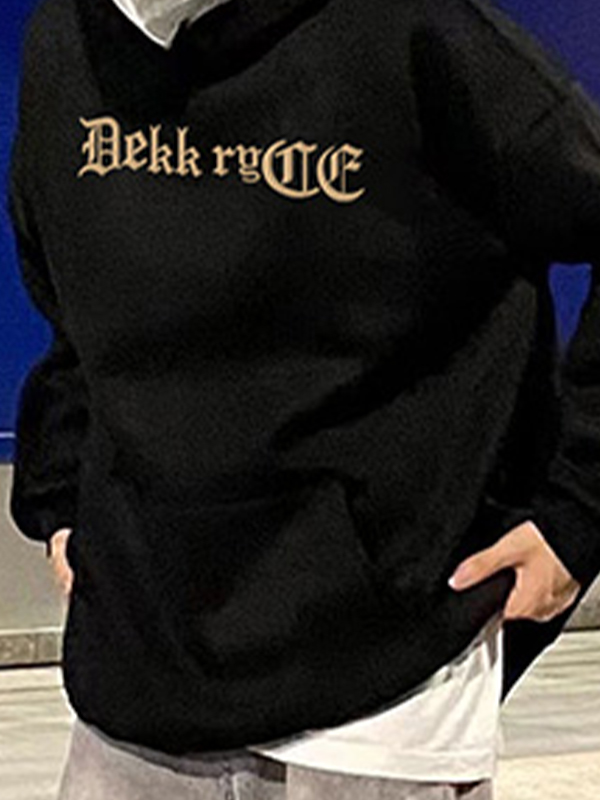 Sudadera con capucha extragrande con estampado de letras vintage para hombre-1