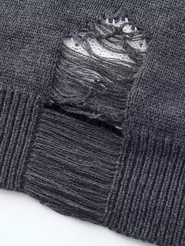 Suéter con diseño andrajoso de estrella deshilachada para hombre-3