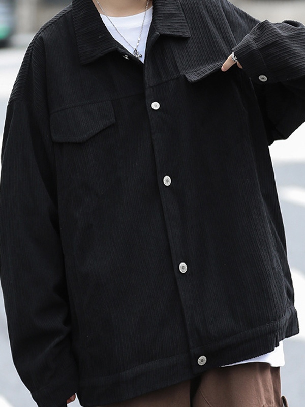 Chaqueta de hombre vintage de pana marrón con cuello de solapa-2