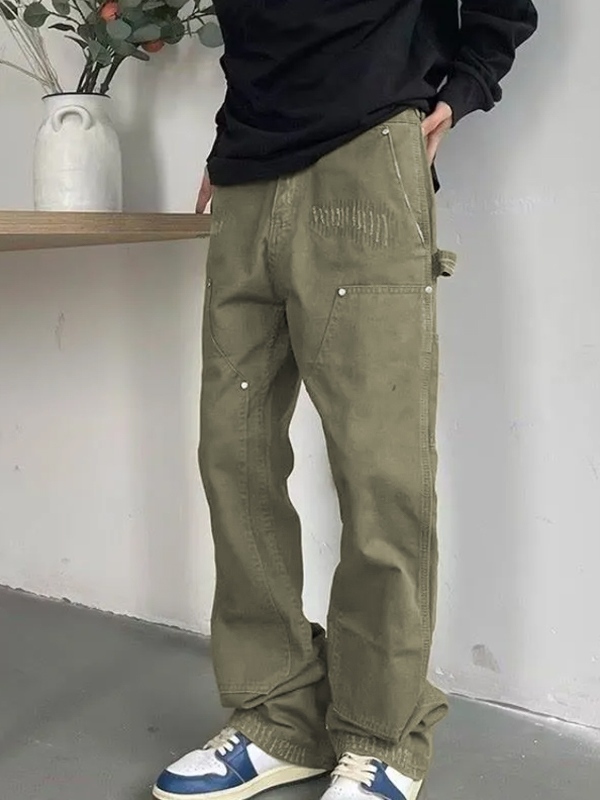 Vaqueros holgados con múltiples bolsillos para hombre-1