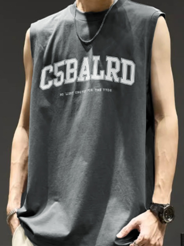 Chaleco con estampado de letras para hombre-2