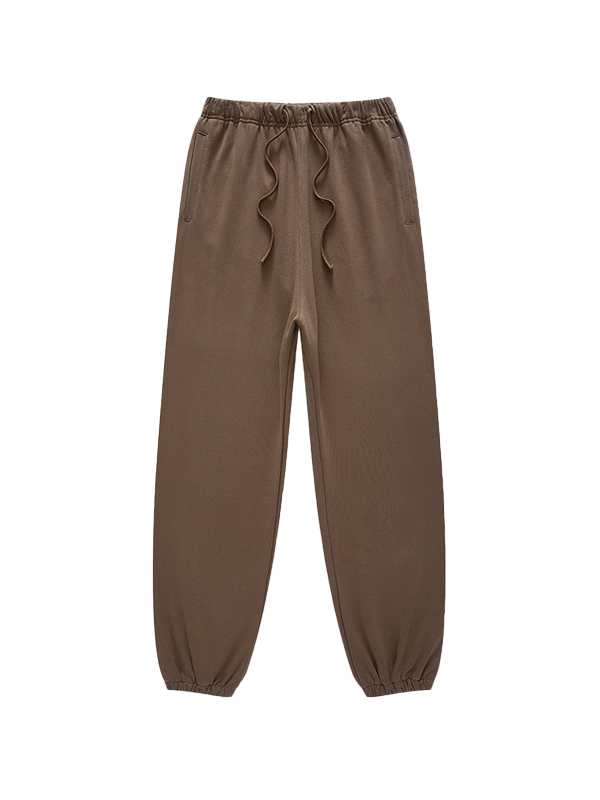 Pantalones deportivos básicos de color liso con pies atados para hombre-3