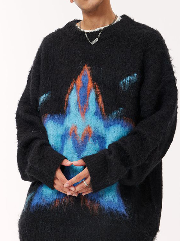 Jersey de hombre con cuello redondo y jacquard Star Graffiti-3