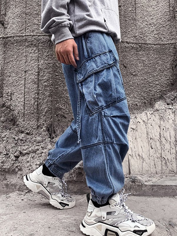 Jeans jogger cargo de ajuste holgado para hombre-1