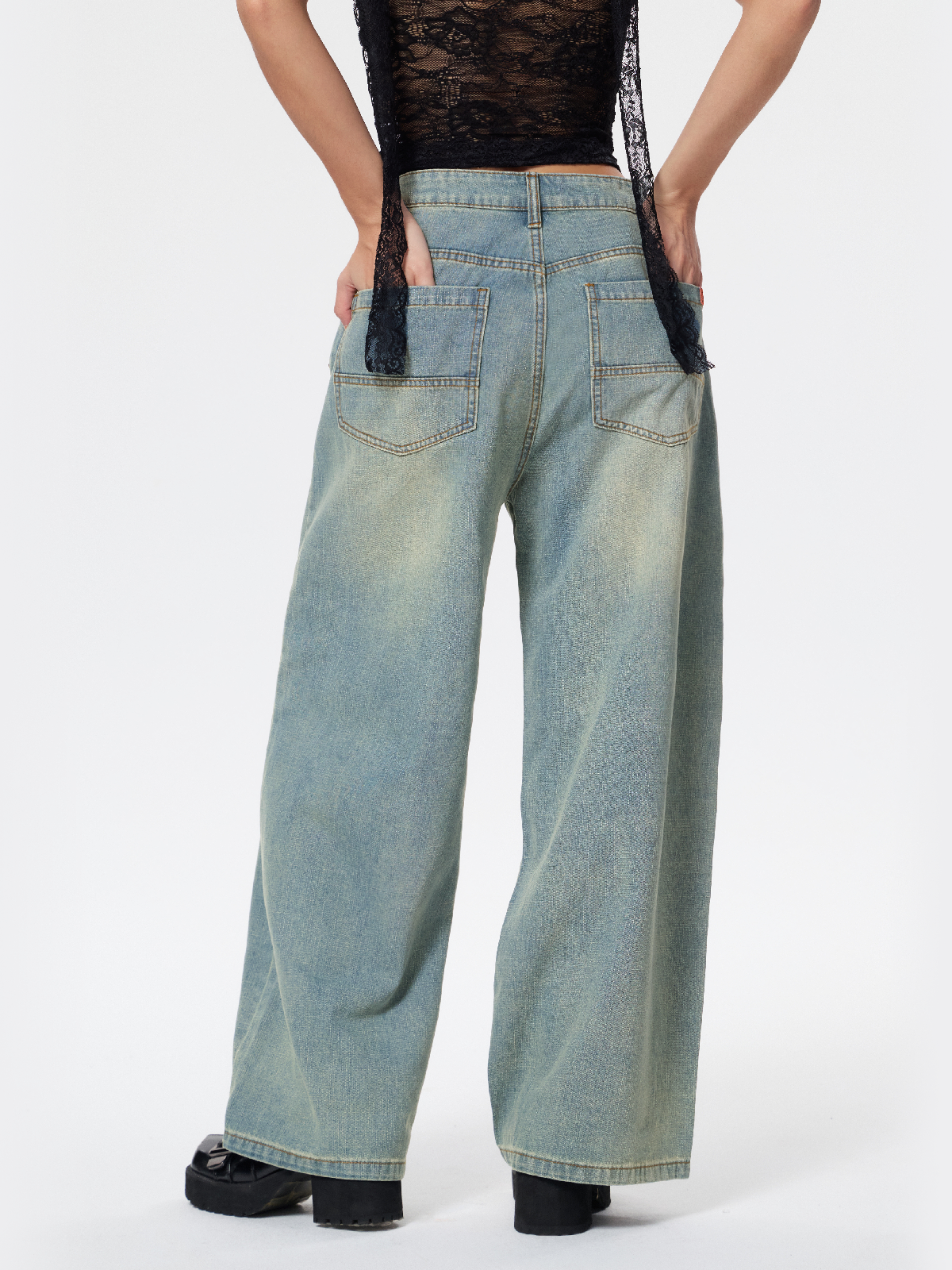 Vaqueros boyfriend desgastados estilo retro americano-7