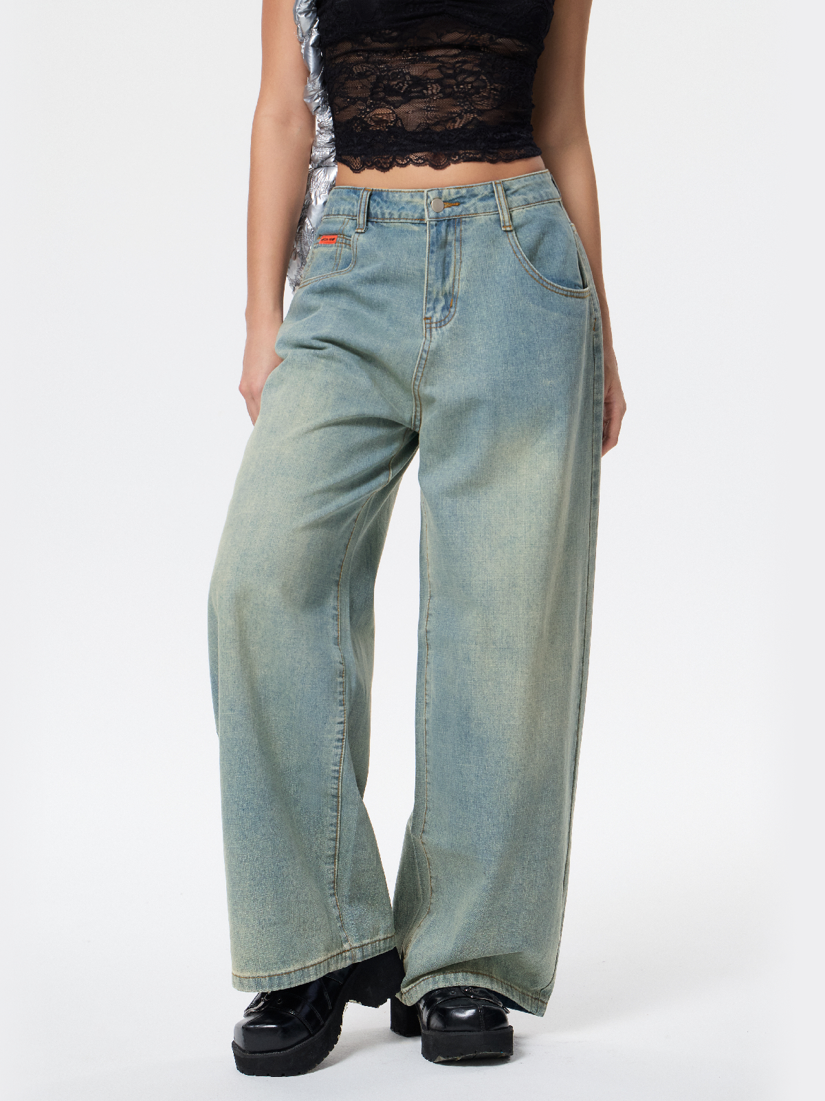 Vaqueros boyfriend desgastados estilo retro americano-6