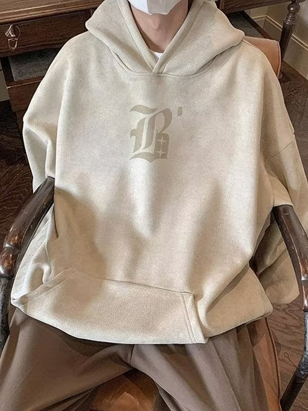 Sudadera con capucha extragrande estampada para hombre-1