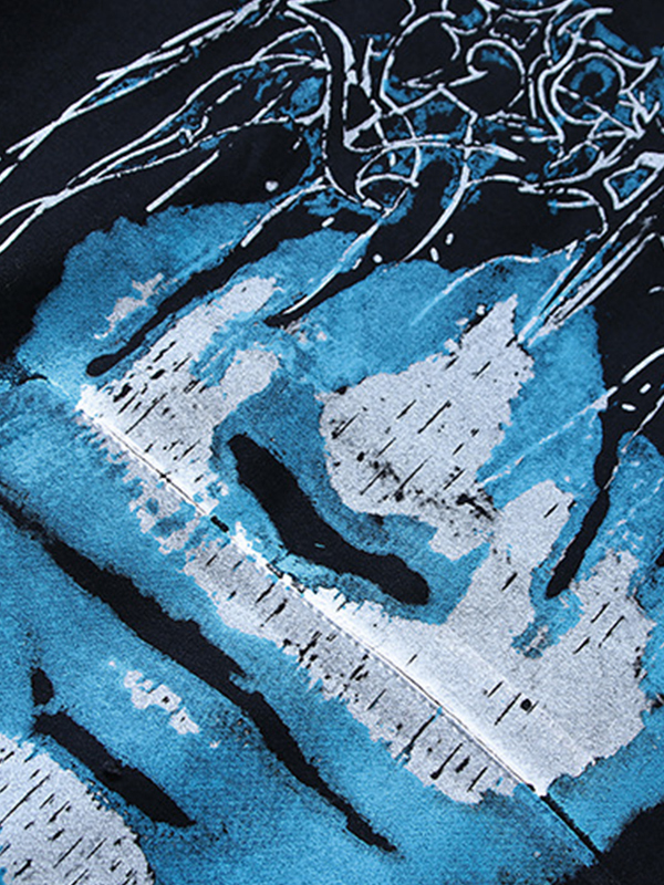 Sudadera con capucha extragrande con estampado de retrato de calle para hombre-2