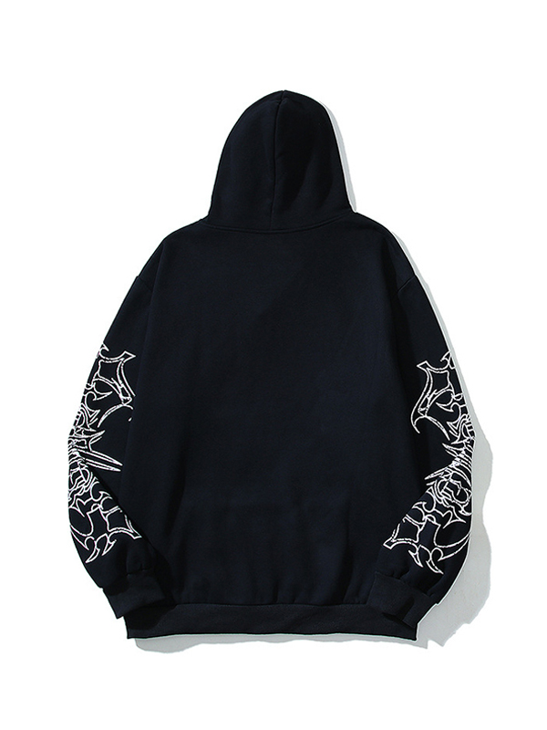 Sudadera con capucha extragrande con estampado de retrato de calle para hombre-1
