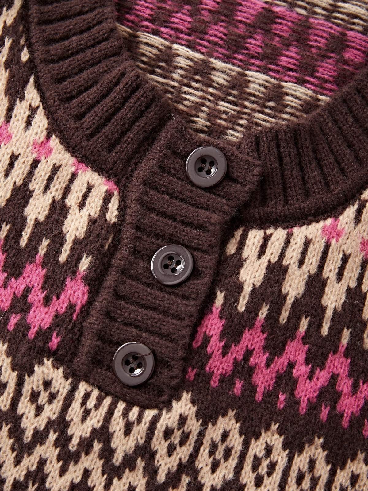 Suéter de punto jacquard con botones en la parte delantera-7