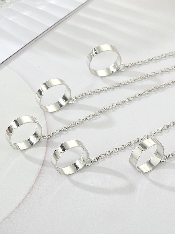 1 pulsera esclava de cadena con anillo para el dedo-4