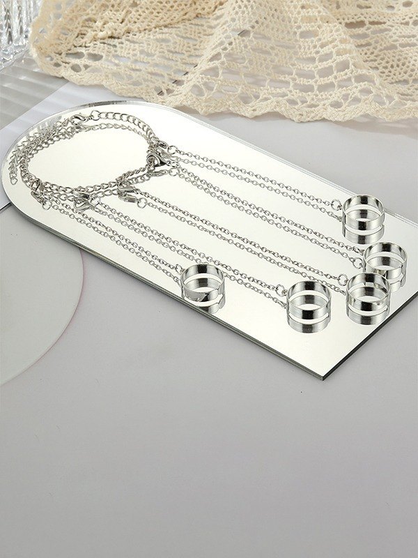 1 pulsera esclava de cadena con anillo para el dedo-2