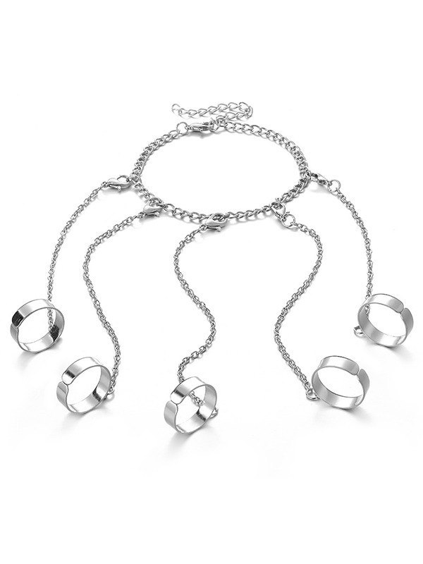 1 pulsera esclava de cadena con anillo para el dedo-1