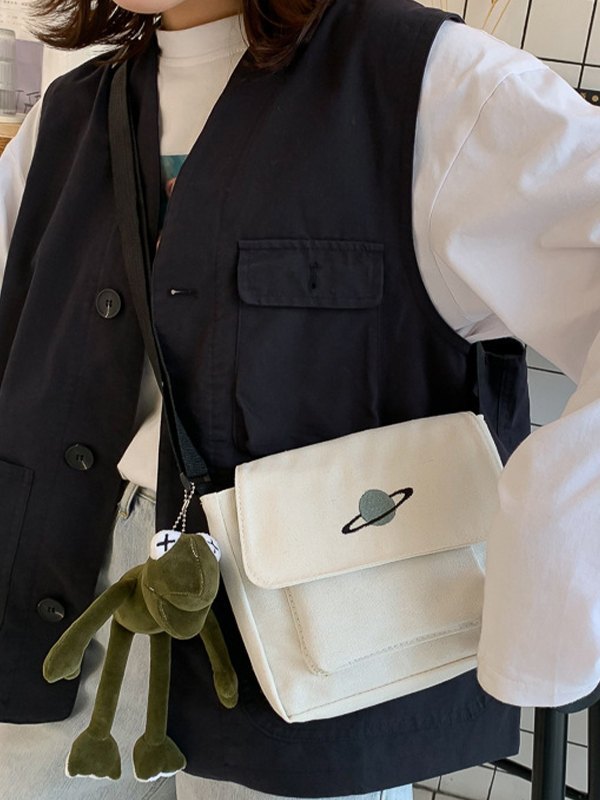 Bandolera de lona Planet con diseño colgante-1