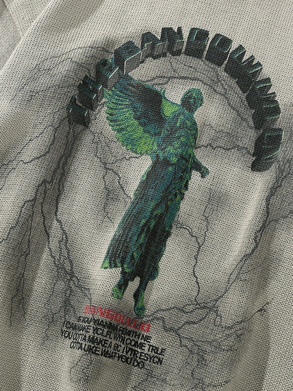 Suéter tipo jersey con gráfico de estatua de relámpago para hombre-2