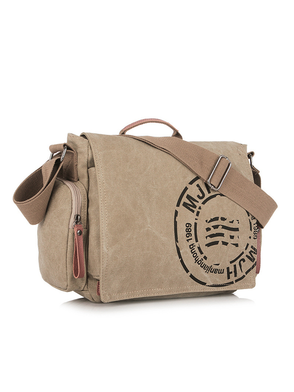 Bolso satchel de lona con estampado de logotipo vintage-1