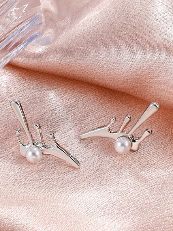 Aretes de perlas de imitación con goteo irregular-1