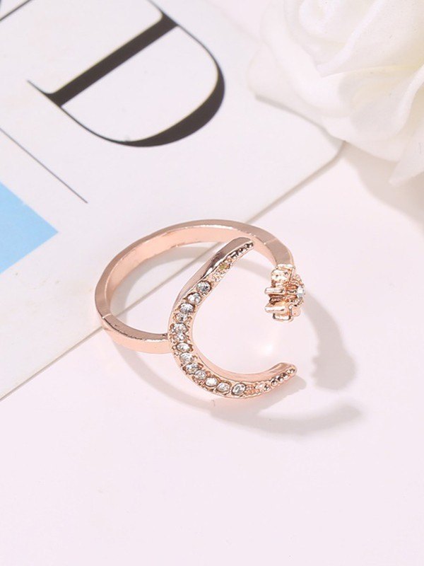 Anillo de puño de luna creciente con diamantes de imitación-2