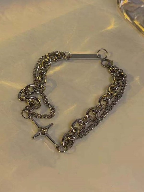 Pulsera con colgante de estrella y etiqueta de doble capa-3