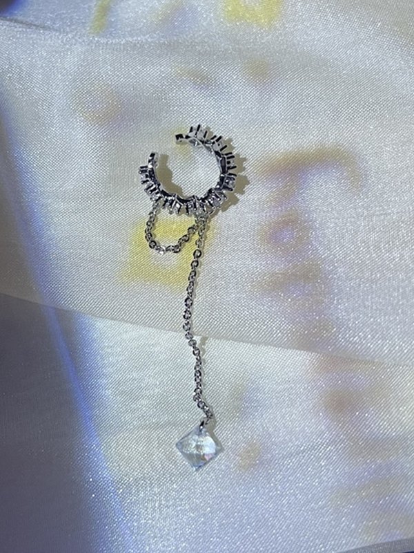 1 manguito de oreja de circón con cadena de borlas-4