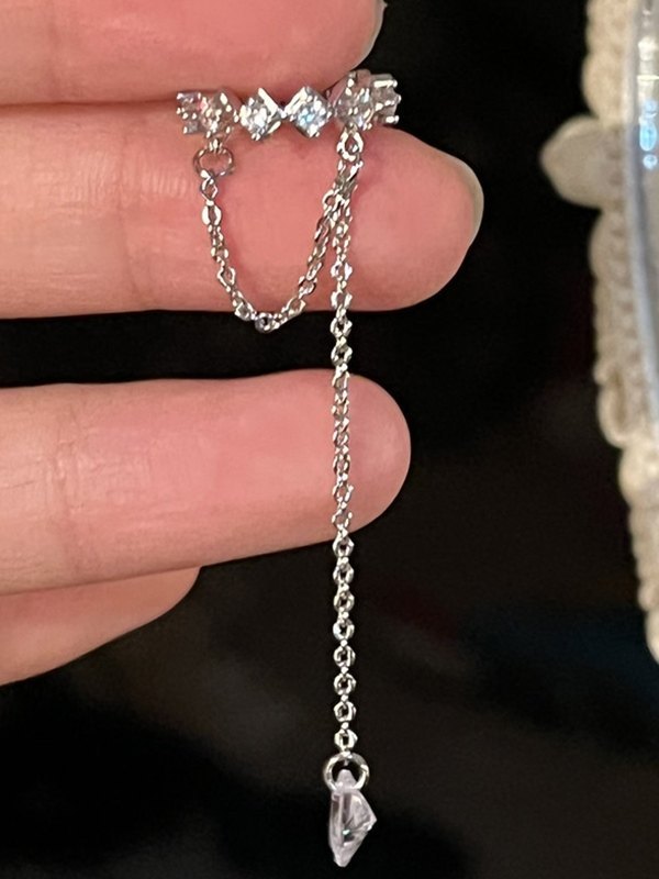 1 manguito de oreja de circón con cadena de borlas-2