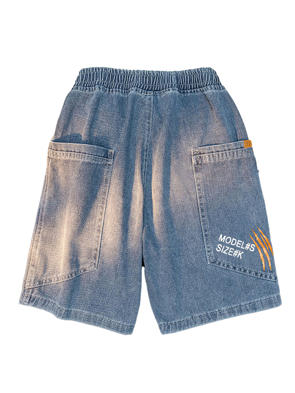 Shorts vaqueros sueltos con lavado vintage para hombre-1