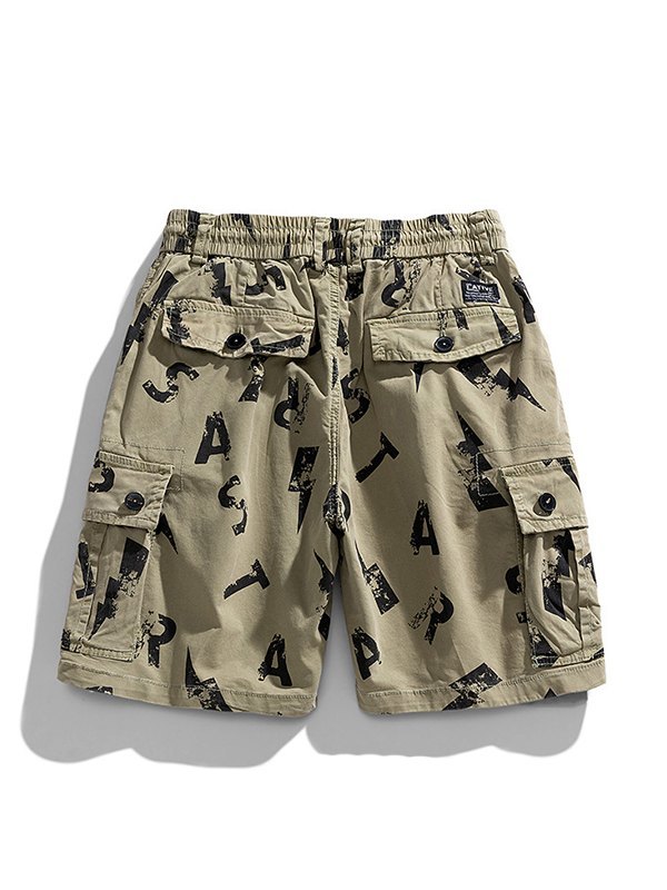 Shorts cargo sueltos estampados para hombre-1
